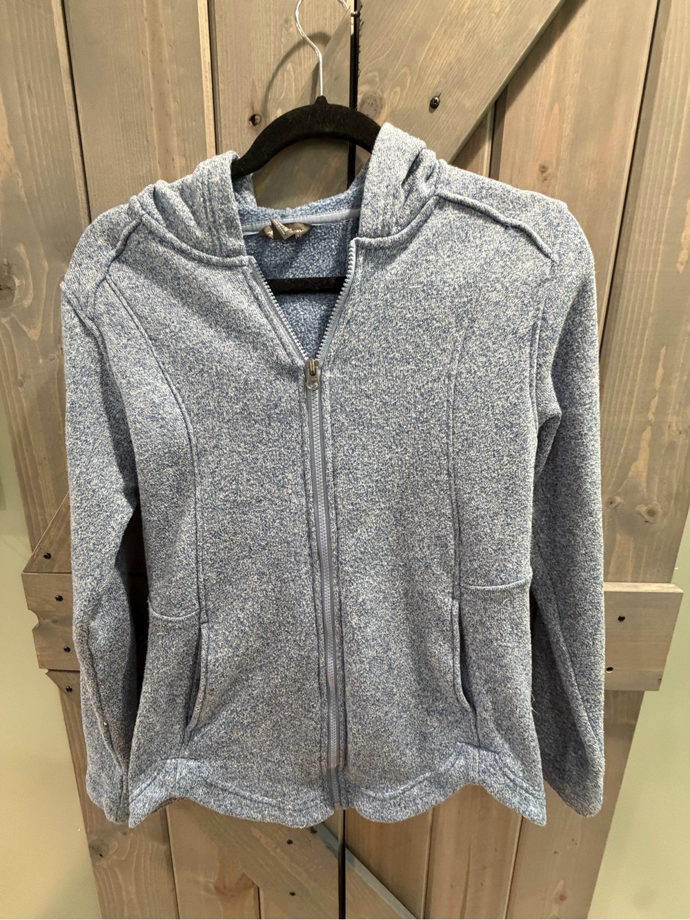 Eddie Bauer Hoodie Womens Medium Blue Heather Full Zip Sweater Fleece Jacket